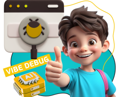 Тестирование & Vibe Debug. Охотники за багами - КИБЕРшкола программирования для детей, компьютерные курсы для школьников, начинающих и подростков - KIBERone г. куюки