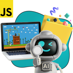 Язык программирования JavaScript + AI. Проектное обучение + геймификация + AI-помощники - КИБЕРшкола программирования для детей, компьютерные курсы для школьников, начинающих и подростков - KIBERone г. куюки